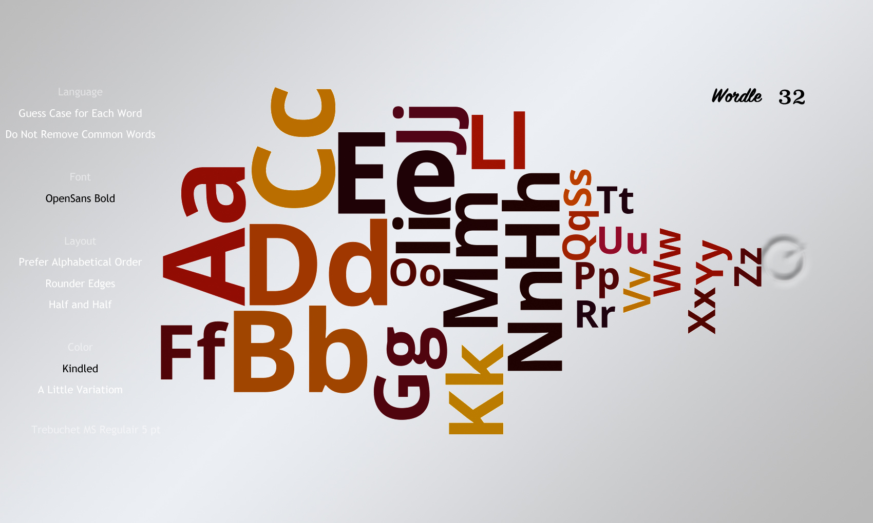 Wordle 32 OpenSans Bold
